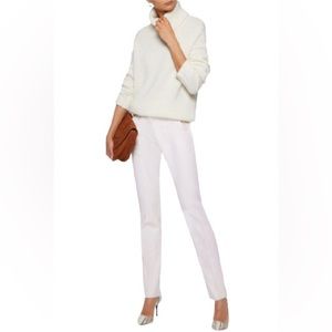 MaxMara Pants Ivory White Stretchy Denim Flat Front Straight Jeans Size 10